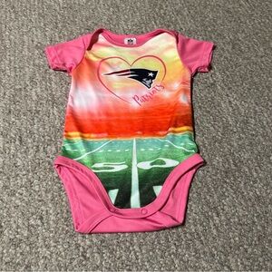 NFL Patriots Pink and Green Sunset Bodysuit Size 6-9 Months Like New